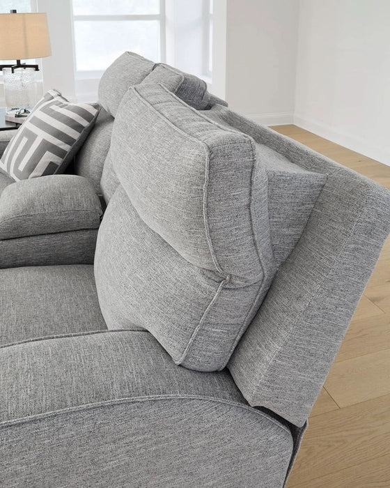 Biscoe Casual UV Resistant Power Reclining Sofa with Adjustable Headrest and USB Ports, Light Gray