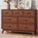 Walnut 7 Drawer Dresser for Bedroom, 47" Wide Chest of Drawers