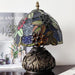 Tiffany Lamp Grapes Beads Stained Glass Style Bedside Reading Table Lamp Village Bedroom Nightstand Light 19Inch Tall Office Home Decor Retro Unique Accent Light