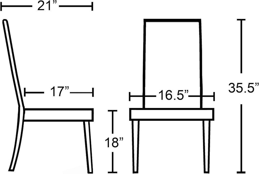 Urban Style Solid Wood Leatherette Padded Parson Chair, Off-White, Set of 2