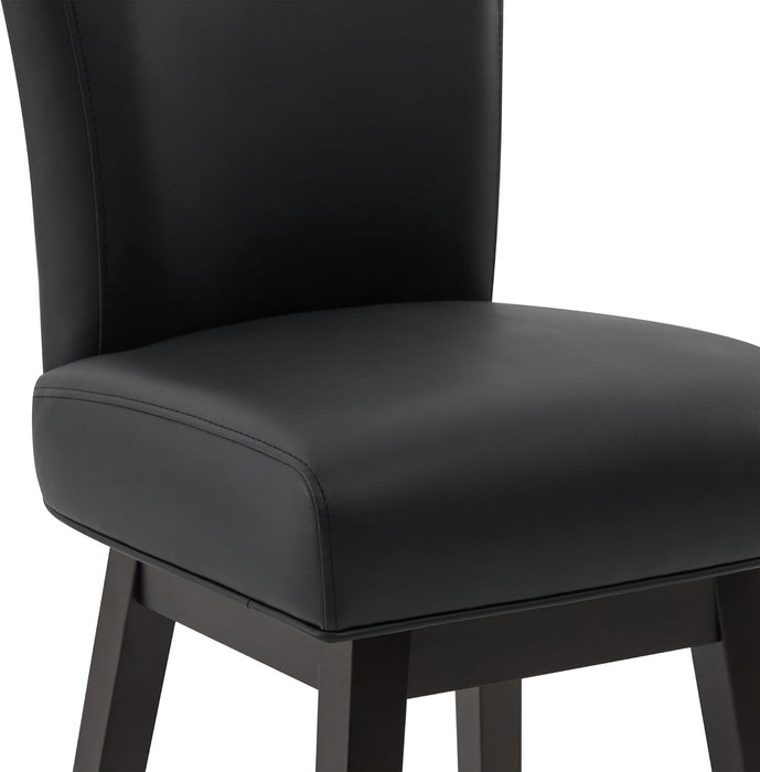 30 Inch Counter Height Swivel Bar Stools Set of 2, FSC Certified Modern Upholstered Faux Leather Swivel Barstool Chairs with Back, Black