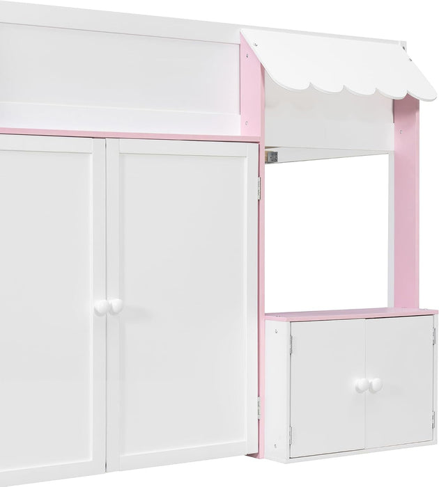 Luxurious White Fullsize Alderwood Loft Bed Playhouse