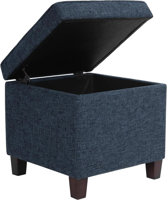 Square Tufted Storage Ottoman - Textured Navy, Small
