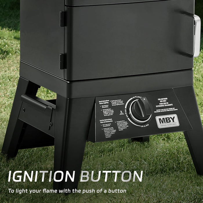Large Vertical Propane Smoker Grill 4-Rack Outdoor Gas BBQ Smoker with Temperature Control, Heavy Duty Design & Weather-Resistant Cover for Meat, Fish, Ribs