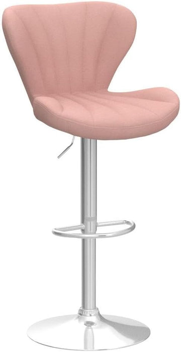 Ellston Velvet Adjustable Swivel Barstools in Pink, Set of 2