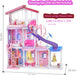 2024 Dream Doll House, 47'' ABS Plastic Large Dollhouse, Playhouse with 15+Furniture, Pool, Slide, W/Lights&Music, Princess Play House Toys Gifts for Girls Kids Ages 3 to 12 Year Olds