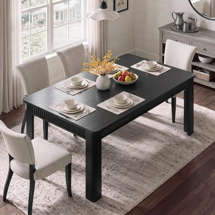 70" Rectangle Dining Table for 6-8, Wooden Kitchen Table, Black