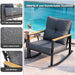 3 Pieces Rocking Bistro Set, Outdoor Patio Furniture Set with Thick Cushions and Coffee Table, Patio Conversation Sets for Garden, Balcony, Backyard, Grey