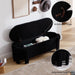50" Ottoman Storage Bench, Modern End of Bed Bench with Upholstered Seating, Comfy Cute Oval Entryway Bench for Living Room/Bedroom/Entrance/Hallway, Sherpa Black