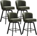 Swivel Counter Height Bar Stools Set of 4, 26'' Modern Barstools with Backs and Metal Legs, Upholstered Bar Chairs, Faux Leather Green Stools for Kitchen Island Chairs