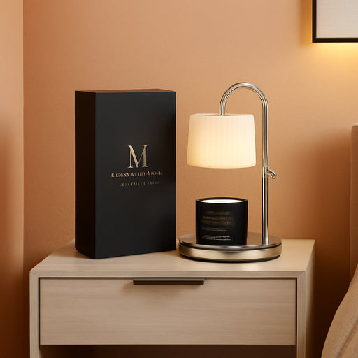 Dimmable Glass Candle Warmer Lamp with Timer - Adjustable Height Candle Lamp Warmer with Timer (8H/4H/2H) - Wax Melter - Ideal Gift, Fits Various Size Scented Candles - 02 Bulb - (Silver Chrome)