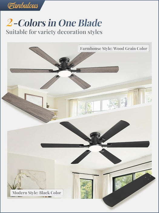Matte Black Flush Mount Ceiling Fan With Controller