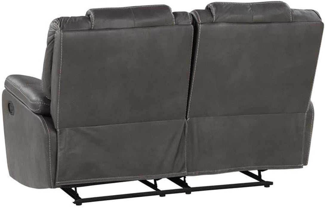 Manual Recliner Loveseat - Charcoal Faux Leather