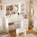White Makeup Vanity With Integrated Charging Station