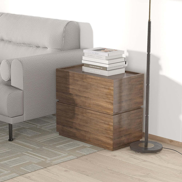 Stackable One Drawer Dresser Walnut Brown Nightstand