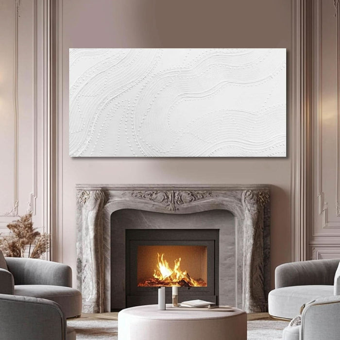 Large Wall Art Modern Canvas Picture Abstract Wall Decor White Line Art for Living Room Neutral Artwork for Office Bedroom 29"X58" Geometric Painting
