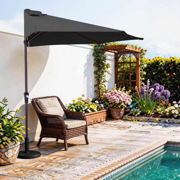 Patio Umbrella 9FT - Outdoor Half Umbrellas for Patio, Backyard, Garden, Deck (Dark Gray)