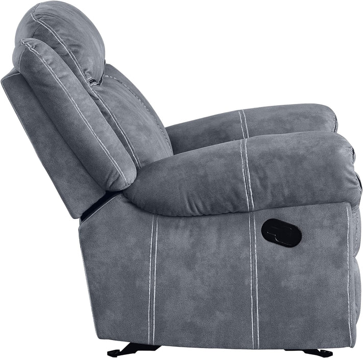 Gray Velvet Recliner Loveseat with USB