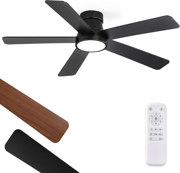 Sleek Black 48 Inch Flushmount Ceiling Fan Lighting