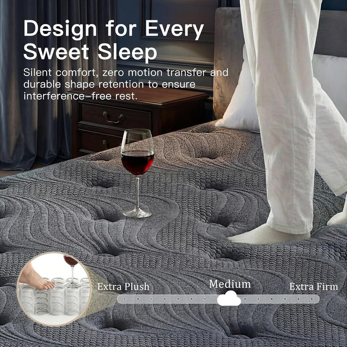 Full Size Mattress, 12 Inch Full Mattress in a Box, Memory Foam Hybrid Mattress with Pocketed Coils, Medium Firm Feel, Pressure Relief & Motion Isolation, Certipur-Us Certified