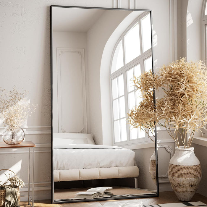 Large Full Length Mirror 78" X 35" - Shatterproof Huge Floor Full Body Mirror with Metal Frame, Freestanding, Wall Mounted, or Wall Leaning for Bedroom, Living Room, Dressing Room, Black