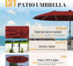 15Ft Rectangular Patio Umbrella with Solar LED Lights, Double-Sided Outdoor Market Umbrella with Base Included, Extra Large Shade for Pool, Deck, Backyard, Garden, Burgundy