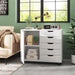 5-Drawer Mobile File Cabinet, Wooden Printer Stand with Storage