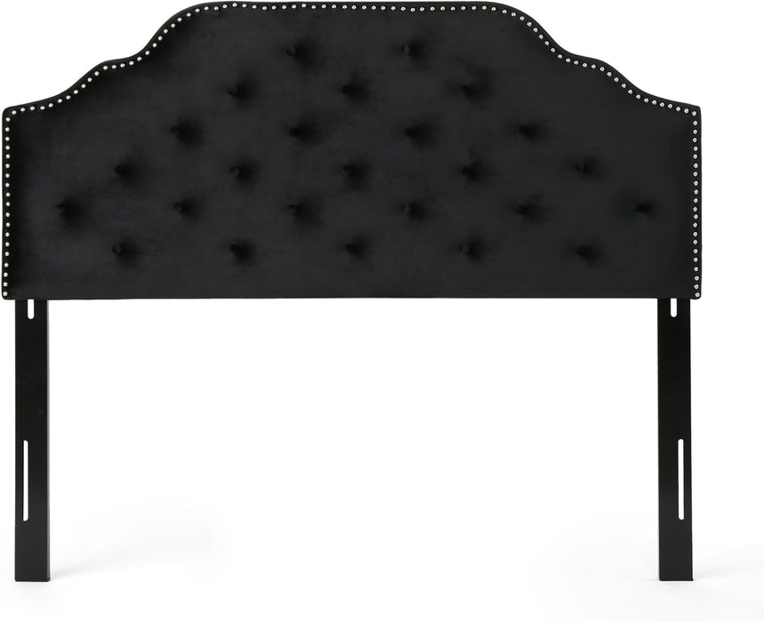 Silas Velvet Headboard, Queen / Full, Black / Black
