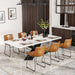 Dining Chairs Set of 2, 18In PU Leather Kitchen Chair with Metal Leg, Brown