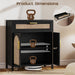 Rattan Buffet Cabinet with Storage, Sideboard Cabinet with Doors and Shelves, Accent Coffee Bar with Drawers, Farmhouse Kitchen Storage Cabinets, Credenza for Entryway, Living Room Black