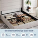 Full Size Lift up Storage Bed, Modern Wingback Headboard, Hydraulic Support, No Box Spring Needed, Light Beige
