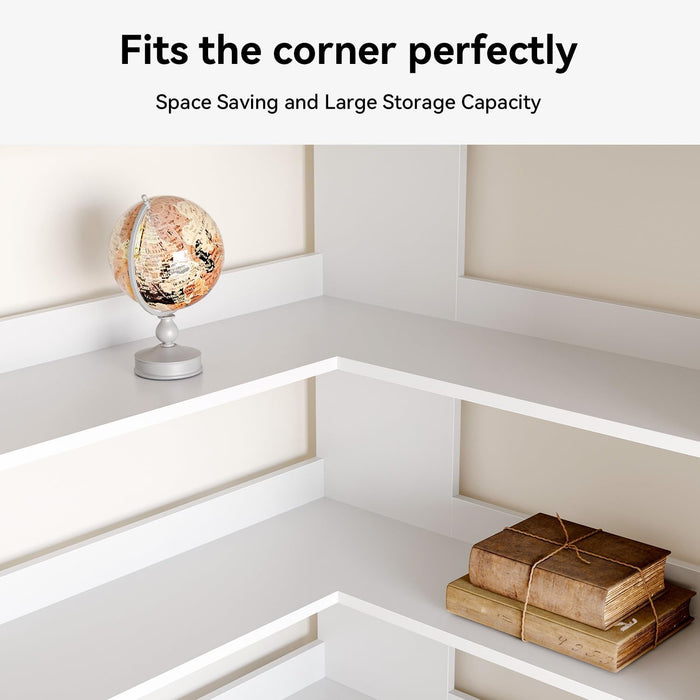 71.5" Tall L-Shaped Corner Bookshelf, 6-Tier 23.6" Wide Wooden Bookcase with Storage Organizer, Display Shelf for Home, Office, Living Room (23.6")