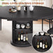 Extendable round Kitchen Dining Room Table for 4-6 with 2-Tier Storage Shelf, 63'' Space Saving Expandable Wood Oval Circle Dinner Furniture with Pedestal Base(Black)