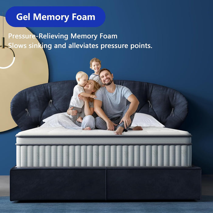 12 Inch Twin Size Mattress,Hybrid Twin Mattress in a Box Gel Memory Foam Mattresses with Pocket Springs,Medium Firm,Pressure Relief,39”*75”*12”