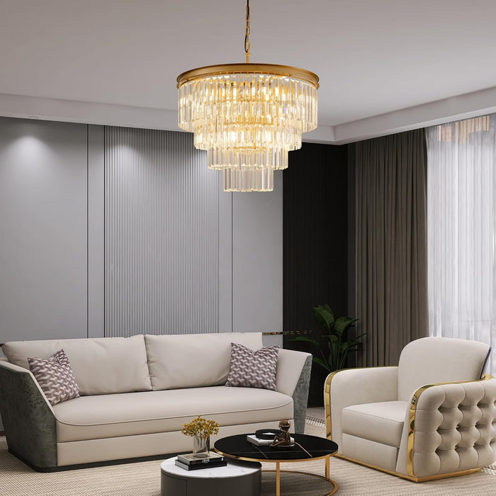 Gold Crystal Chandelier 22.9in Ceiling Pendant Light