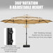 15FT Double-Sided Patio Umbrella with Base Included, Large Outdoor Rectangular Market Umbrella for Backyard, Poolside, Lawn & Garden, Khaki