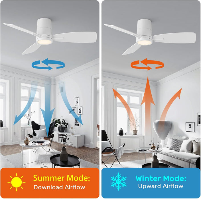Ceiling Fan with Lights and Remote Control 42 Inch Multifunctional Quiet Fan with Three Color Temperature and High Brightness Light and Reversible Blades