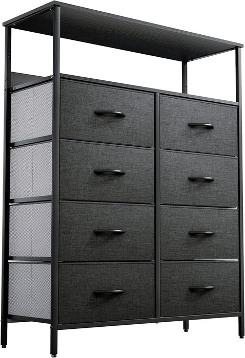 Black Dresser with 8 Fabric Bins