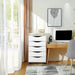 5 Drawer Chest Wood File Cabinet Rolling Storage Dresser with Wheels for Home Office, White