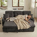 DarkGreyMicrofiber Reversible Sectional Sofa Bed With USB