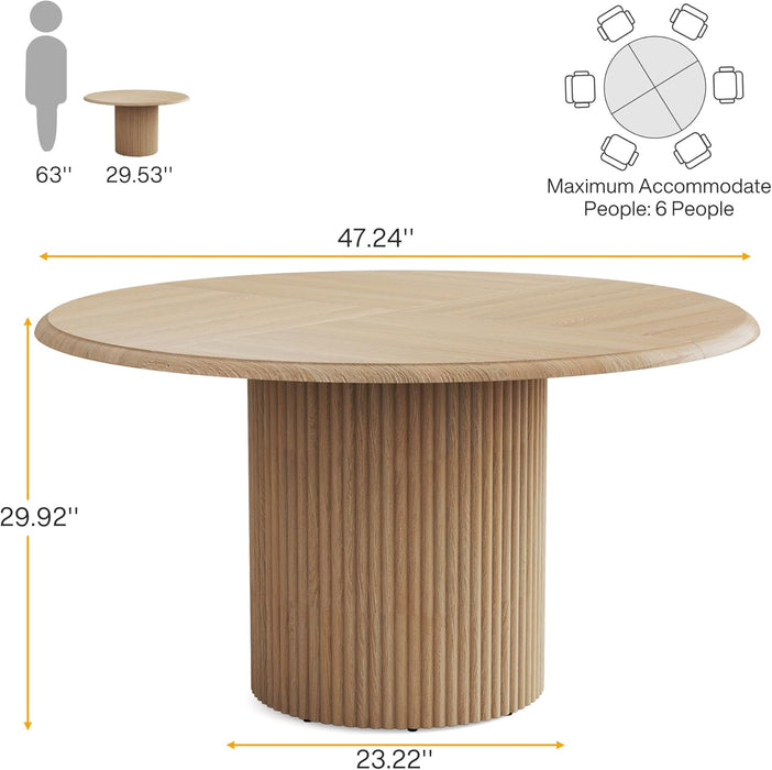 47" round Dining Table for 4, Farmhouse Kitchen Table with Metal Base, Modern Small Dinner Table for Dining Room,Kitchen (Chairs Not Included)