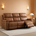 Faux Leather Manual Reclining Sofa,3 Seat Recliner Couch Sofa with Overstuffed Arms and Back,Manual Recliner Sofa Set with Concealed Cup Holders for Living Room,Brown