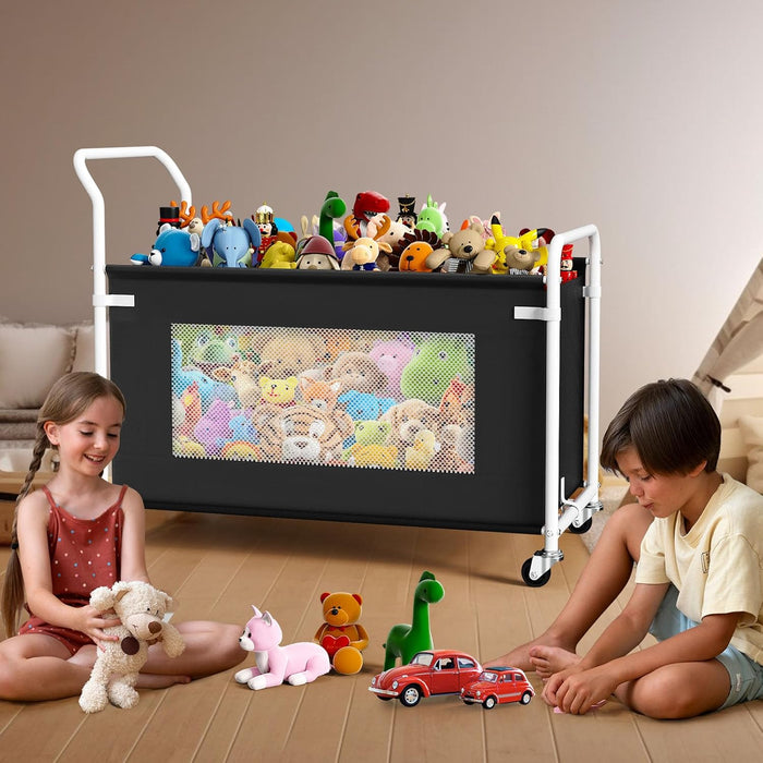 Large Toy StorageChest Black HeavyDuty 360Wheels Nursery