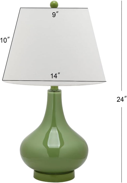 SAFAVIEH Amy Table Lamp Set of 2, 24" Modern Green LIT4087G