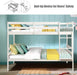 Twin over Twin Bunk Beds, Wood Convertible Two Beds, Solid Rubberwood Bunk Bed with 1 Pcs Built-In Ladder and Safety Rails, No Box Spring Needed, Space Saving Bed Frame for Bedroom (White)
