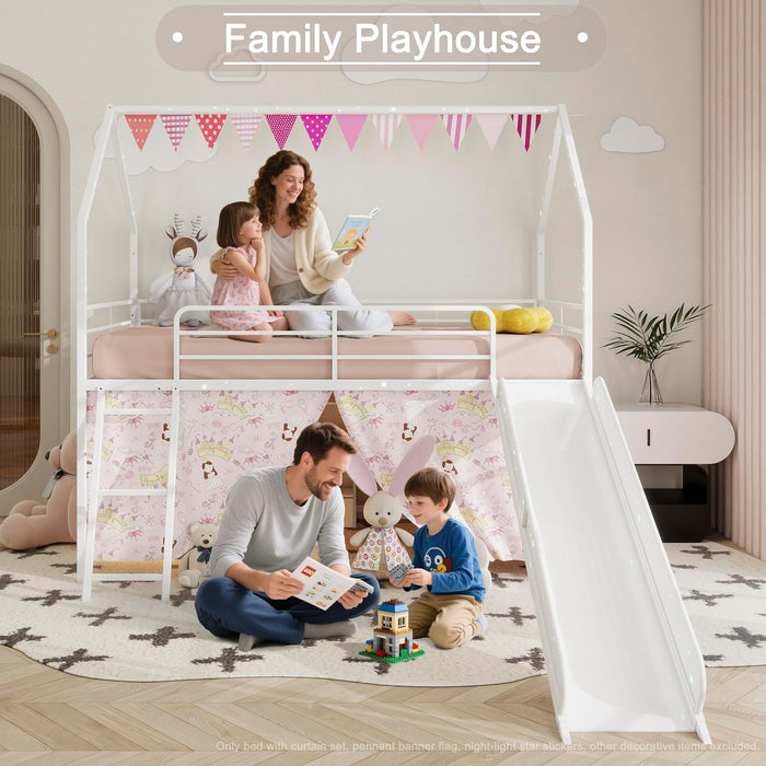 IndustrialStrength Twin Metal Loft Bed With PinkFinish