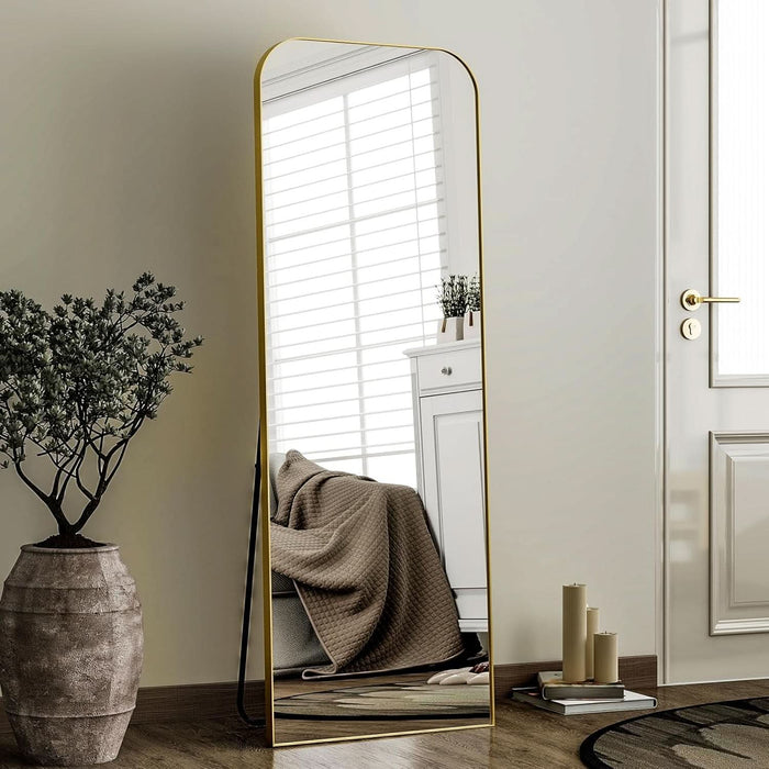 57x20 Full Length Mirror GoldRoundedCornerAluminumFrame