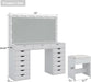 White Vanity Desk With Illuminated Mirror Lighting