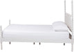 Caliana Bobbin Four-Poster Platform Bed - Wooden Bed Frame with Turned Spindle Posts and Panel Headboard, Vintage-Inspired Bedroom Furniture, White, Queen