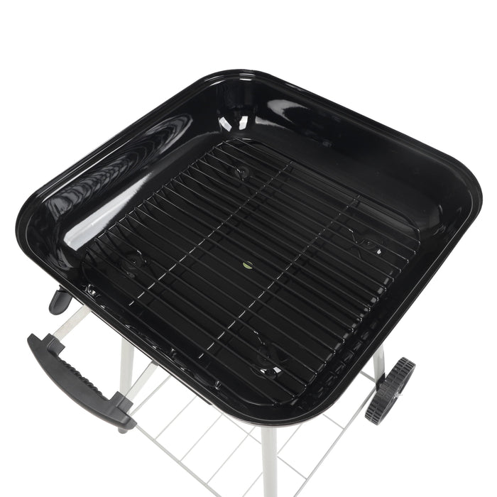 17.5" Square Steel Charcoal Grill with Wheels, Black, New